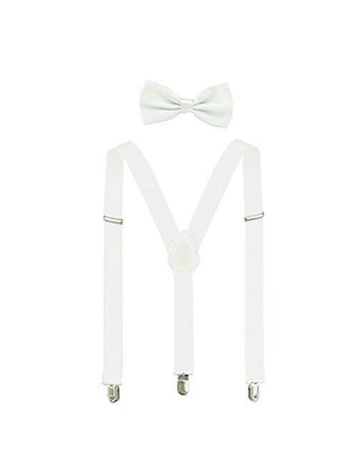 Suspenders For Men,Women Adjustable Suspends Bow Tie Set Solid Color Y Shape