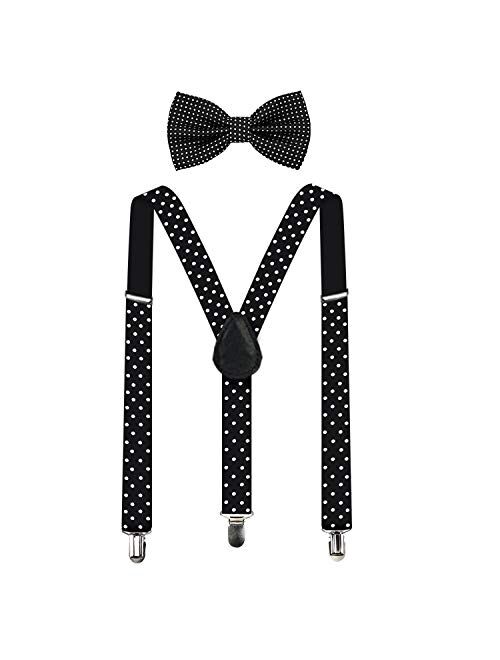 Suspenders For Men,Women Adjustable Suspends Bow Tie Set Solid Color Y Shape