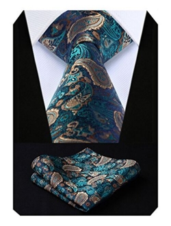 Extra Long Floral Paislry Tie Handkerchief Men's Necktie & Pocket Square Set