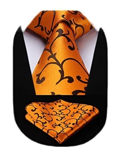 Extra Long Floral Paislry Tie Handkerchief Men's Necktie & Pocket Square Set