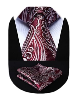 Extra Long Floral Paislry Tie Handkerchief Men's Necktie & Pocket Square Set