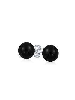 Simple Day Wear 6MM Gemstone Round Ball Stud Earrings For Women For Teen 925 Sterling Silver More Birthstone