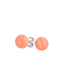 Simple Day Wear 6MM Gemstone Round Ball Stud Earrings For Women For Teen 925 Sterling Silver More Birthstone