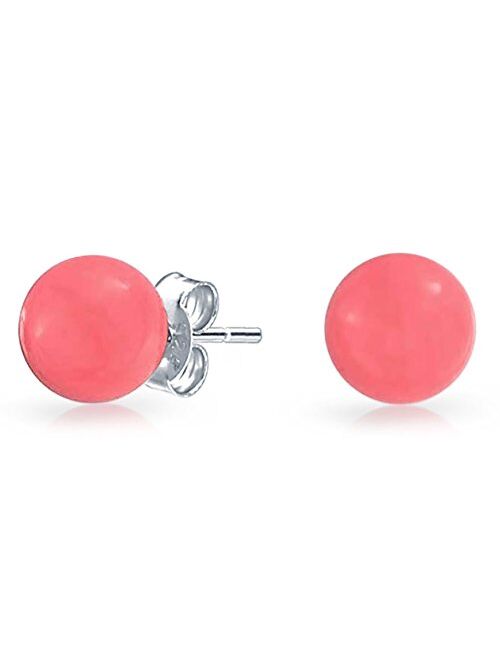 Simple Day Wear 6MM Gemstone Round Ball Stud Earrings For Women For Teen 925 Sterling Silver More Birthstone