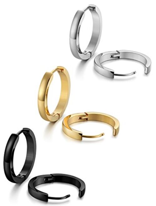 Jstyle Stainless Steel Mens Womens Hoop Earrings Huggie Ear Piercings