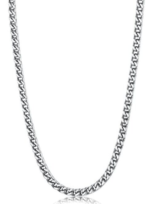 FIBO STEEL 3-6mm Curb Chain Necklace for Men Stainless Steel Biker Punk Style, 16-36 inches