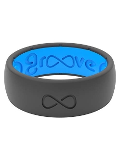 Groove Life Silicone Wedding Ring for Men - Breathable Rubber Rings for Men, Lifetime Coverage, Unique Design, Comfort Fit Mens Ring - Original Solid