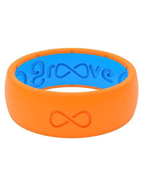 Groove Life Silicone Wedding Ring for Men - Breathable Rubber Rings for Men, Lifetime Coverage, Unique Design, Comfort Fit Mens Ring - Original Solid