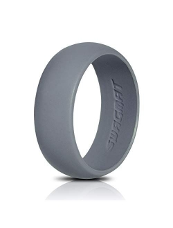 Swagmat Silicone Wedding Ring for Men 3 Packs & Singles Black, Grays & Blue - 8.7mm Wide: Leading Brand for Comfort of Rubber Wedding Bands for Men - 2 mm Thickness