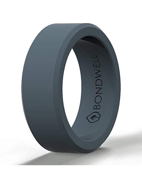 BONDWELL Silicone Wedding Ring for Men - Save Your Finger & A Marriage Safe, Durable Rubber Wedding Band for Active Athletes, Military, Crossfit, Weight Lifting, Workout