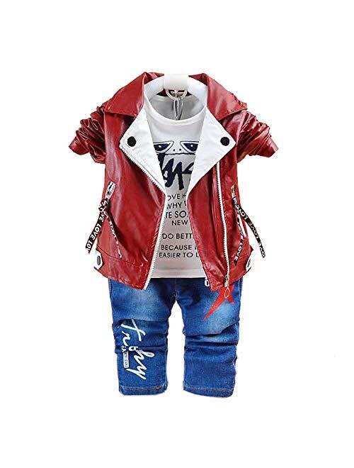 Yao Spring Autumn Baby Boys 3pcs Clothing Set Cotton Shirt Jeans Denim Vest