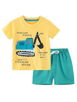 Fiream Boy's Cotton Clothing Sets T-Shirt&Shorts 2 Packs