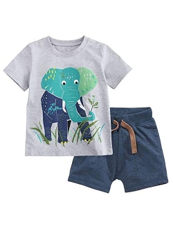 Fiream Boy's Cotton Clothing Sets T-Shirt&Shorts 2 Packs