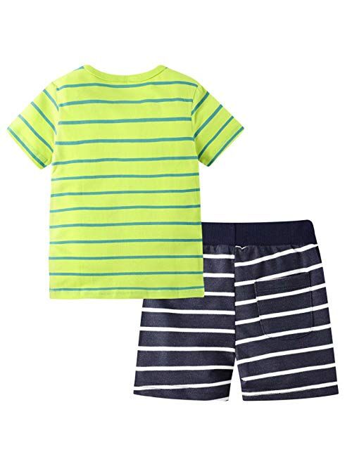 BIBNice Toddler Boy Clothes Kids Summer Cotton Outfits Shirt Short Sets 2-7T