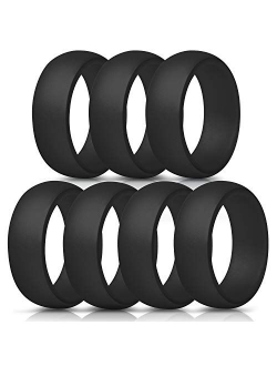 ThunderFit Silicone Rings, 7 Rings / 4 Rings / 1 Ring Wedding Bands for Men - 8.7 mm Wide - 2.5mm Thick