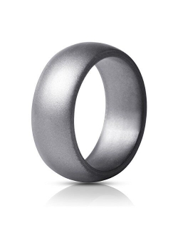 ThunderFit Silicone Rings, 7 Rings / 4 Rings / 1 Ring Wedding Bands for Men - 8.7 mm Wide - 2.5mm Thick