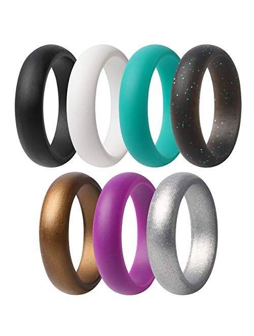 ThunderFit Silicone Rings, 7 Rings / 4 Rings / 1 Ring Wedding Bands for Men - 8.7 mm Wide - 2.5mm Thick