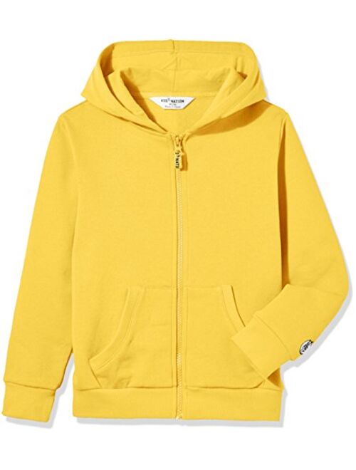 Kid Nation Kids Soft Brushed Fleece Zip-Up Hooded Sweatshirt Hoodie for Boys or Girls 4-12 Years