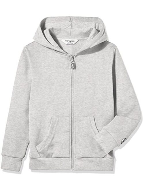 Kid Nation Kids Soft Brushed Fleece Zip-Up Hooded Sweatshirt Hoodie for Boys or Girls 4-12 Years