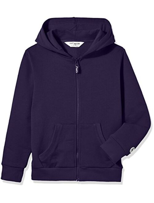 Kid Nation Kids Soft Brushed Fleece Zip-Up Hooded Sweatshirt Hoodie for Boys or Girls 4-12 Years