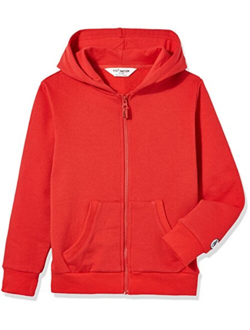 Kid Nation Kids Soft Brushed Fleece Zip-Up Hooded Sweatshirt Hoodie for Boys or Girls 4-12 Years