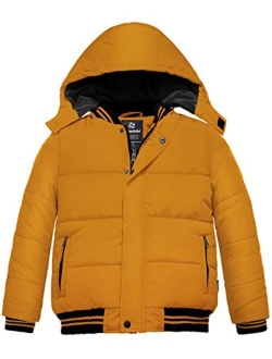 Wantdo Boy's Padded Winter Coat Windproof Puffer Jacket with Removable Hood