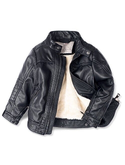 LJYH Boys Leather Jacket New Spring Children's Collar Motorcycle Faux Leather Zipper Coat