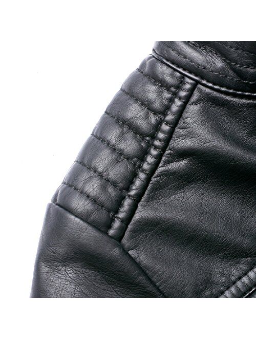 LJYH Boys Leather Jacket New Spring Children's Collar Motorcycle Faux Leather Zipper Coat