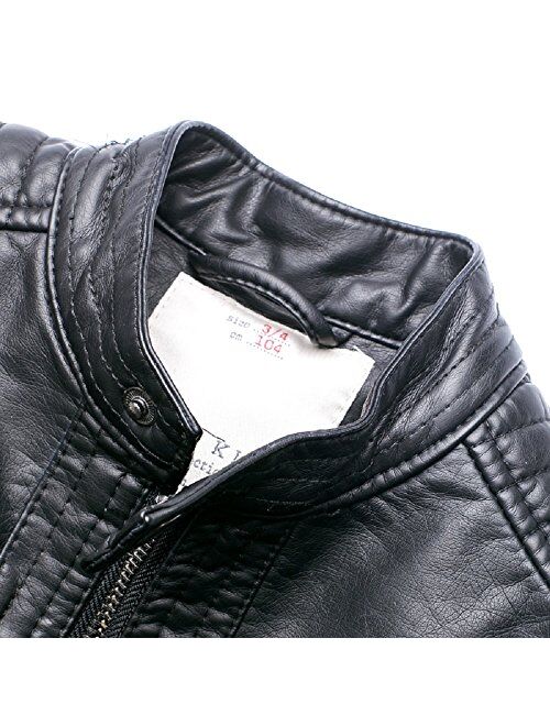 LJYH Boys Leather Jacket New Spring Children's Collar Motorcycle Faux Leather Zipper Coat