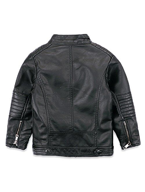 LJYH Boys Leather Jacket New Spring Children's Collar Motorcycle Faux Leather Zipper Coat