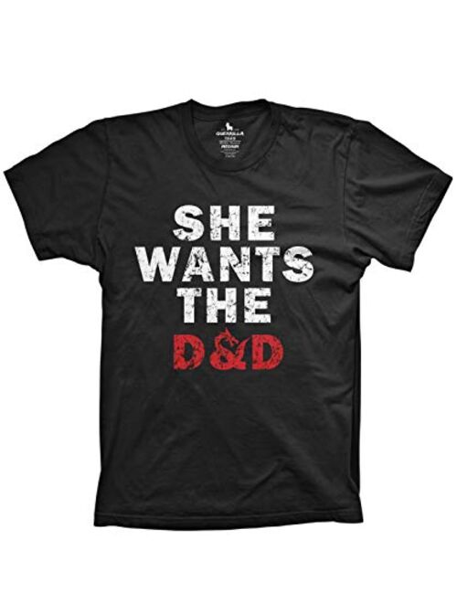 Guerrilla Tees She Wants The D&D Funny Board Game Tshirts Graphic dice Game Shirt Black