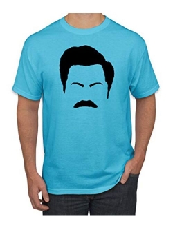 Parks and Rec Fans Ron Swanson Mustache Face Silhouette | Mens Pop Culture Graphic T-Shirt