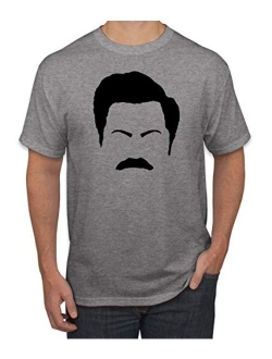 Parks and Rec Fans Ron Swanson Mustache Face Silhouette | Mens Pop Culture Graphic T-Shirt