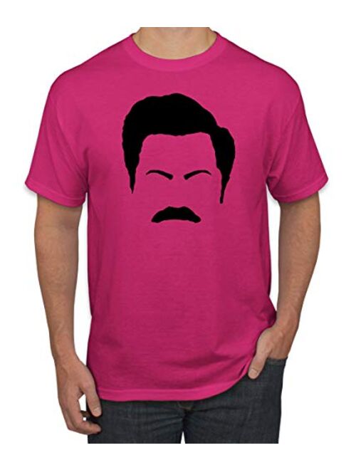 Parks and Rec Fans Ron Swanson Mustache Face Silhouette | Mens Pop Culture Graphic T-Shirt