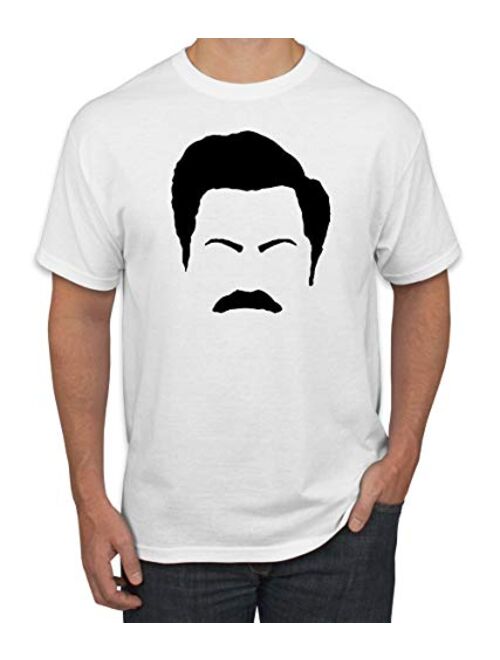 Parks and Rec Fans Ron Swanson Mustache Face Silhouette | Mens Pop Culture Graphic T-Shirt