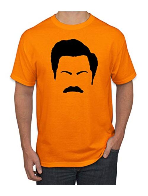 Parks and Rec Fans Ron Swanson Mustache Face Silhouette | Mens Pop Culture Graphic T-Shirt