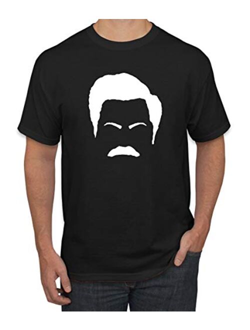 Parks and Rec Fans Ron Swanson Mustache Face Silhouette | Mens Pop Culture Graphic T-Shirt