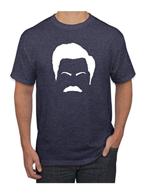 Parks and Rec Fans Ron Swanson Mustache Face Silhouette | Mens Pop Culture Graphic T-Shirt