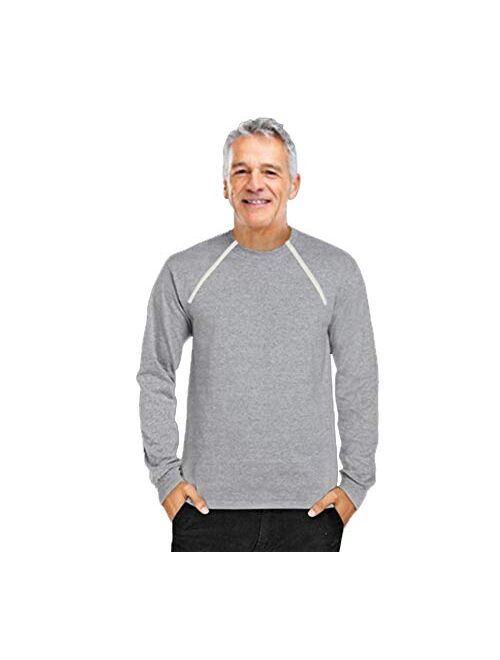 ComfyChemo CHEMOWEAR : : Men's Long Sleeve Chemotherapy Port Zipper Shirt