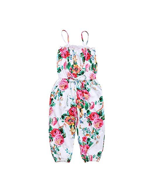 2019 Toddler Little Girls One-Pieces Floral Corset Romper Jumpsuit Harem Pants Overalls