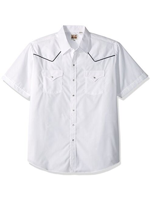 ELY CATTLEMAN Men's Short Sleeve Solid Western Shirt with Contrast Piping