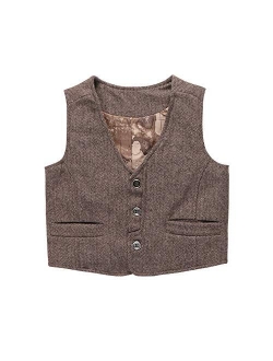 Coodebear Boys' Girls' Map Lined Pockets Buttons V Collar Vests (2-16 Years)