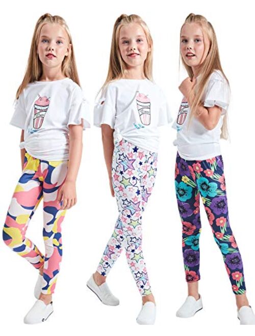 LUOUSE Girls Stretch Leggings Tights Kids Pants Plain Full Length Children Trousers