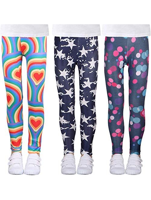 LUOUSE Girls Stretch Leggings Tights Kids Pants Plain Full Length Children Trousers