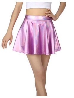 HDE Girl's Metallic Skater Skort Dance Athletic Shiny Holographic Scooter Skirt