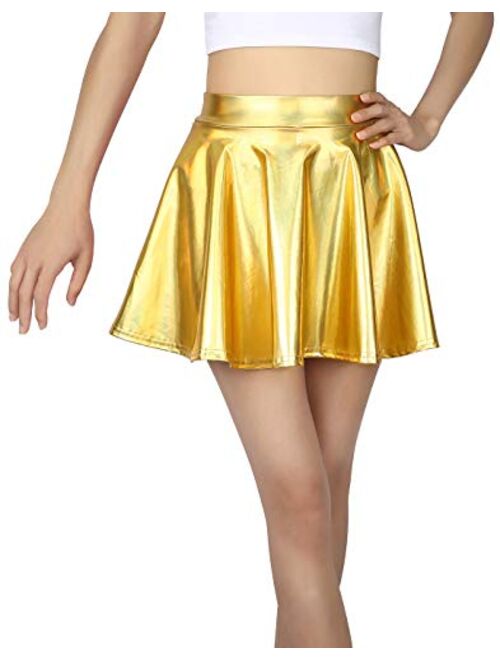 HDE Girl's Metallic Skater Skort Dance Athletic Shiny Holographic Scooter Skirt