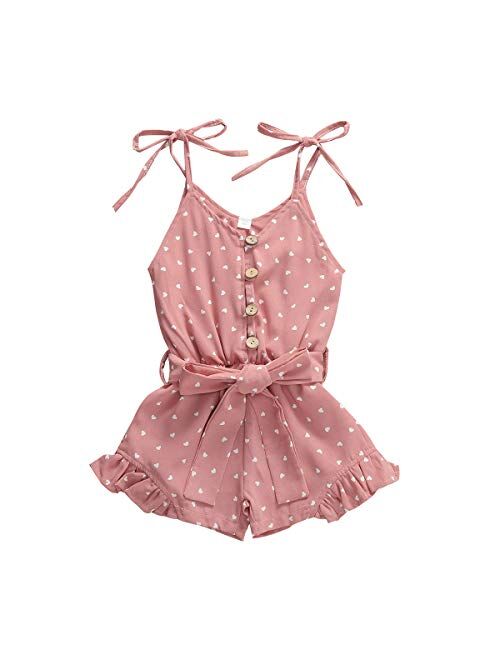 Balaflyie Toddler Girls Jumpsuit Romper Solid Color Strap One Piece Overall Summer Outfits