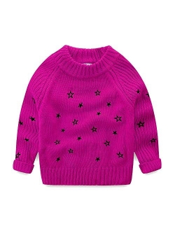 Mud Kingdom Toddler Girls Pullover Sweaters Cute Embroidered Stars