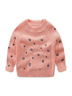 Mud Kingdom Toddler Girls Pullover Sweaters Cute Embroidered Stars