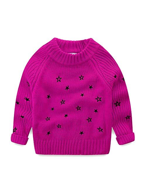 Mud Kingdom Toddler Girls Pullover Sweaters Cute Embroidered Stars